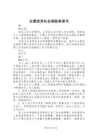 2024年自愿放弃社会保险承诺书