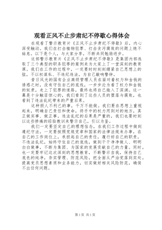 2024年观看正风不止步肃纪不停歇心得体会