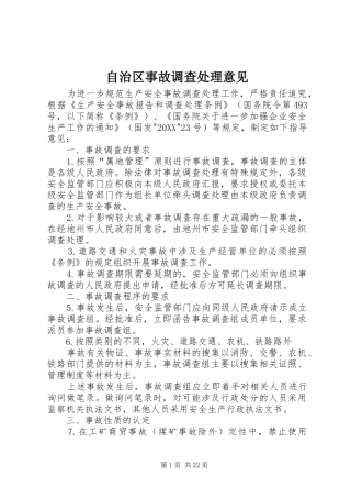 2024年自治区事故调查处理意见