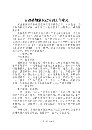 2024年自治县加强职业培训工作意见
