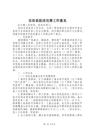 2024年自治县医改完善工作意见