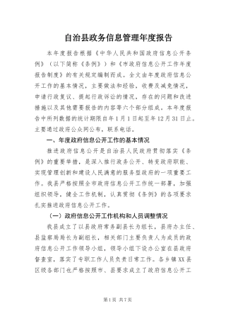 2024年自治县政务信息管理年度报告