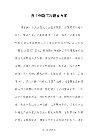 2024年自主创新工程建设方案