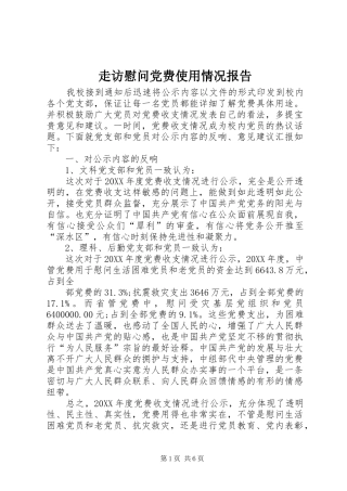 2024年走访慰问党费使用情况报告