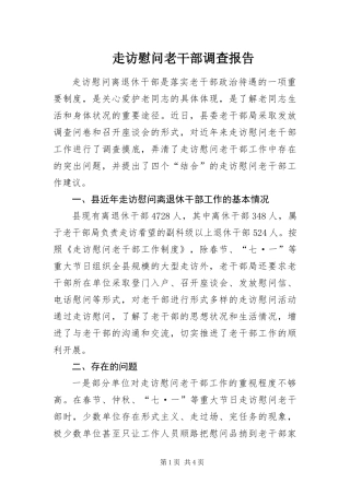 2024年走访慰问老干部调查报告