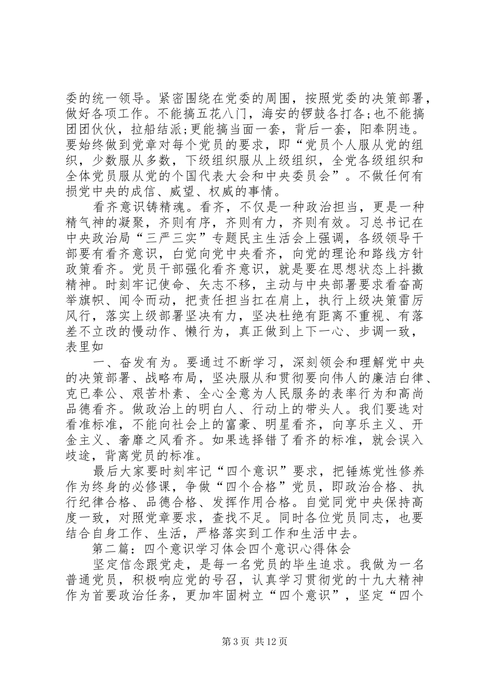 2024年走马镇石桥村学习四个意识_第3页