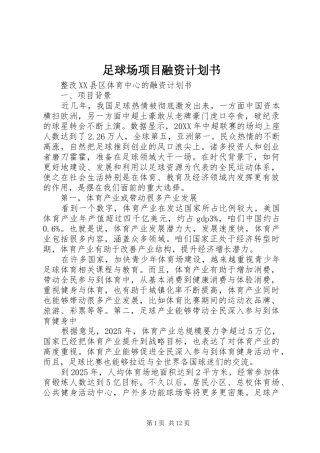 2024年足球场项目融资计划书