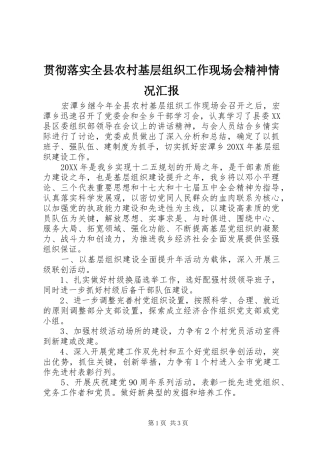 2024年贯彻落实全县农村基层组织工作现场会精神情况汇报