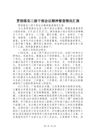 2024年贯彻落实三级干部会议精神督查情况汇报