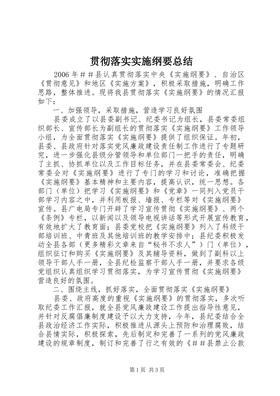 2024年贯彻落实实施纲要总结_第1页