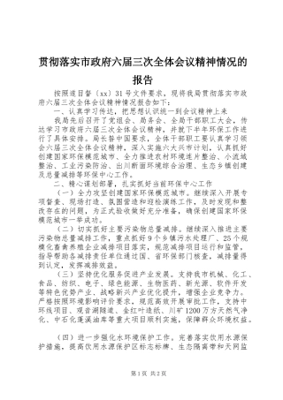2024年贯彻落实市政府六届三次全体会议精神情况的报告