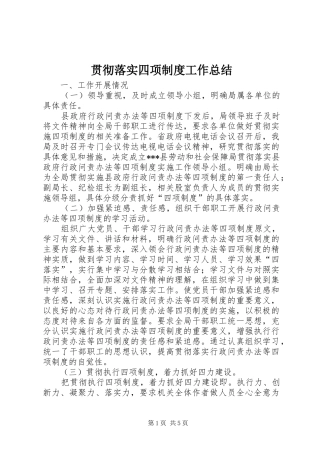 2024年贯彻落实四项制度工作总结