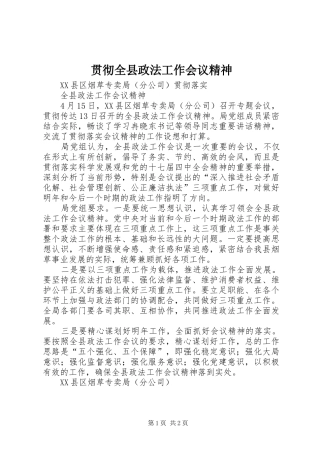2024年贯彻全县政法工作会议精神