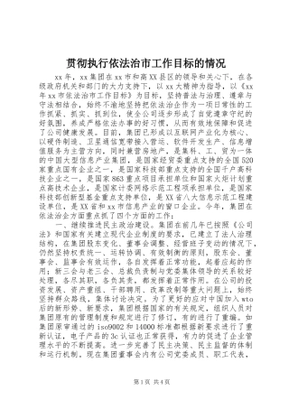 2024年贯彻执行依法治市工作目标的情况