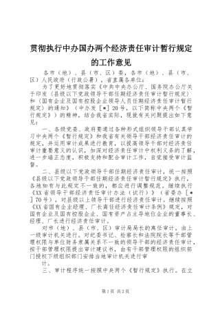 2024年贯彻执行中办国办两个经济责任审计暂行规定的工作意见