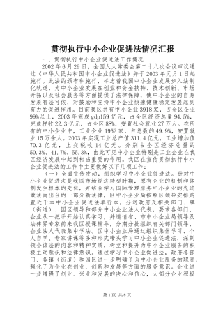 2024年贯彻执行中小企业促进法情况汇报