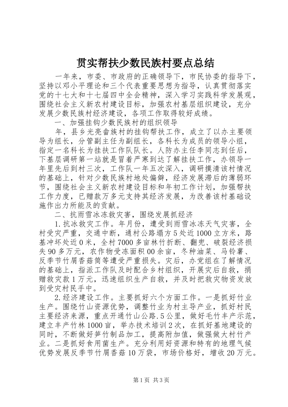 2024年贯实帮扶少数民族村要点总结_第1页