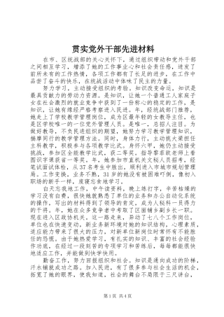 2024年贯实党外干部先进材料