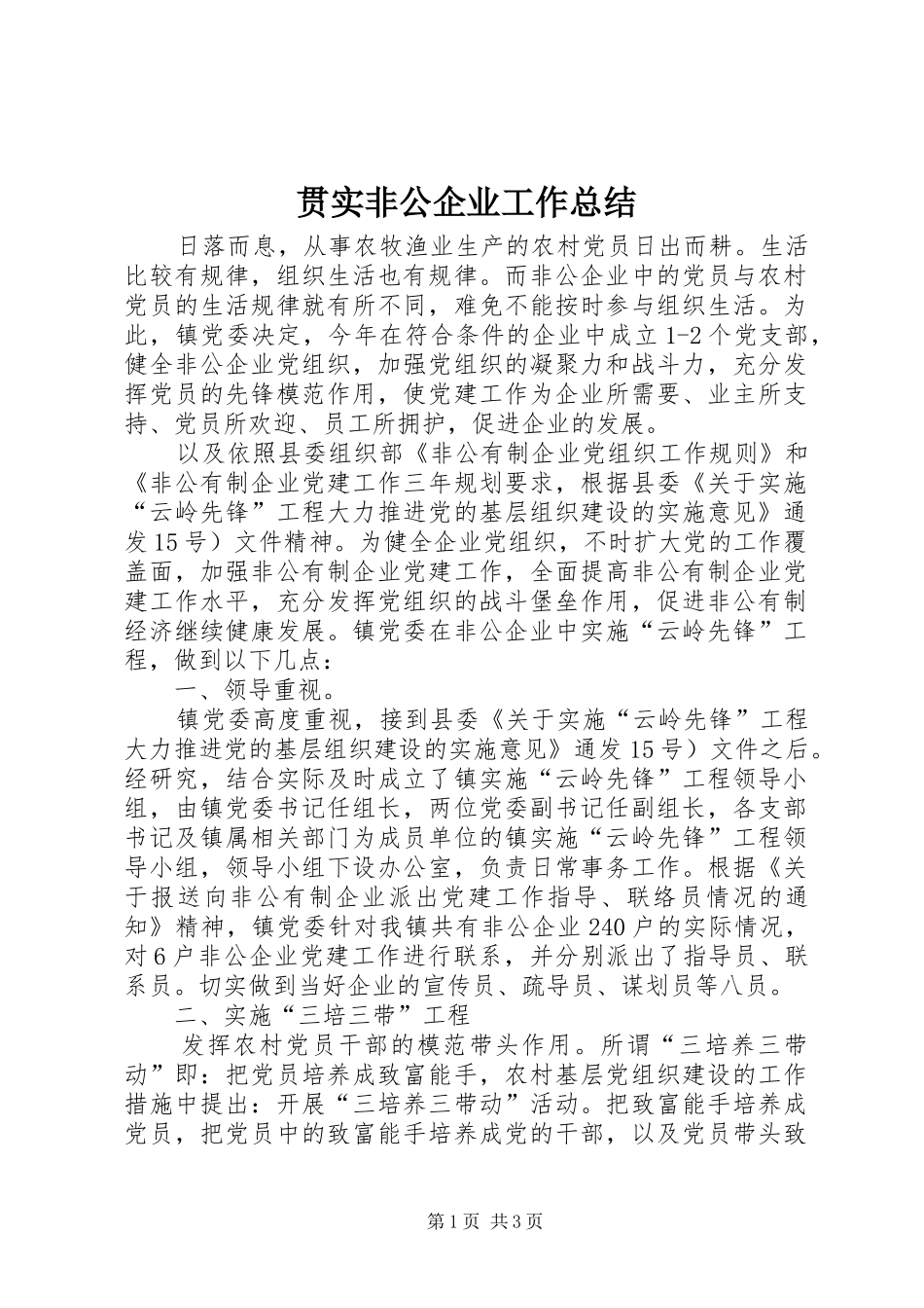 2024年贯实非公企业工作总结_第1页