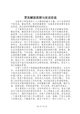 2024年贯实解放思想与实话实说