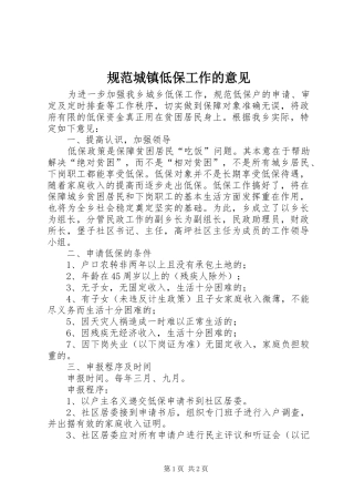 2024年规范城镇低保工作的意见
