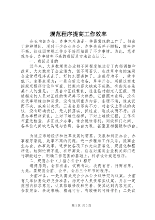 2024年规范程序提高工作效率