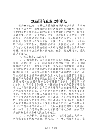 2024年规范国有企业改制意见