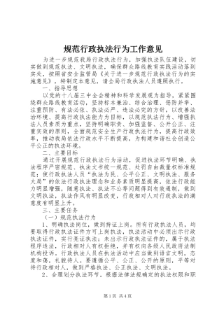 2024年规范行政执法行为工作意见