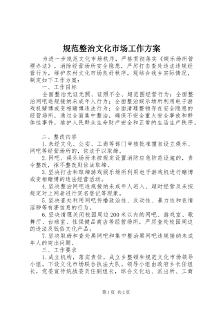 2024年规范整治文化市场工作方案