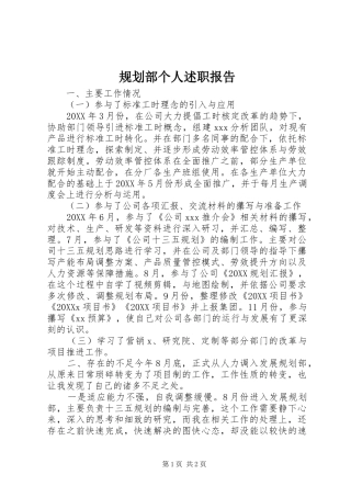 2024年规划部个人述职报告