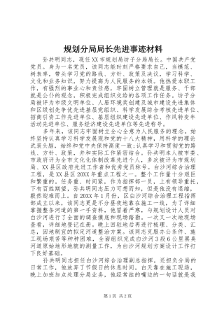 2024年规划分局局长先进事迹材料