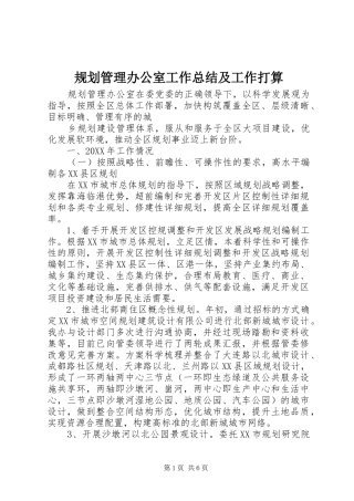 2024年规划管理办公室工作总结及工作打算