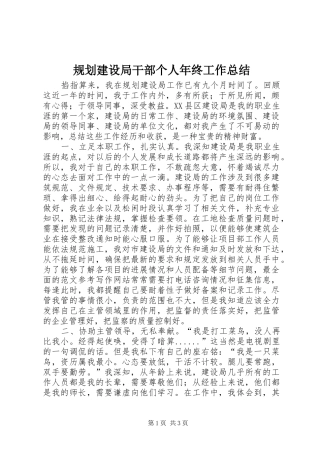 2024年规划建设局干部个人年终工作总结