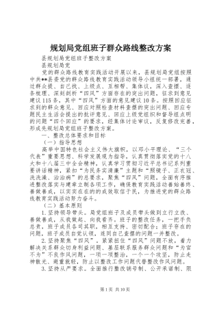 2024年规划局党组班子群众路线整改方案