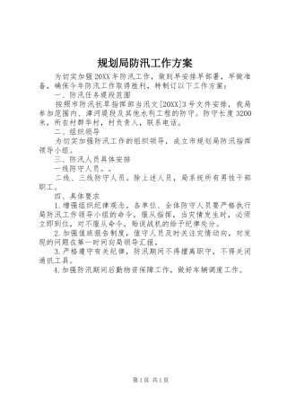 2024年规划局防汛工作方案