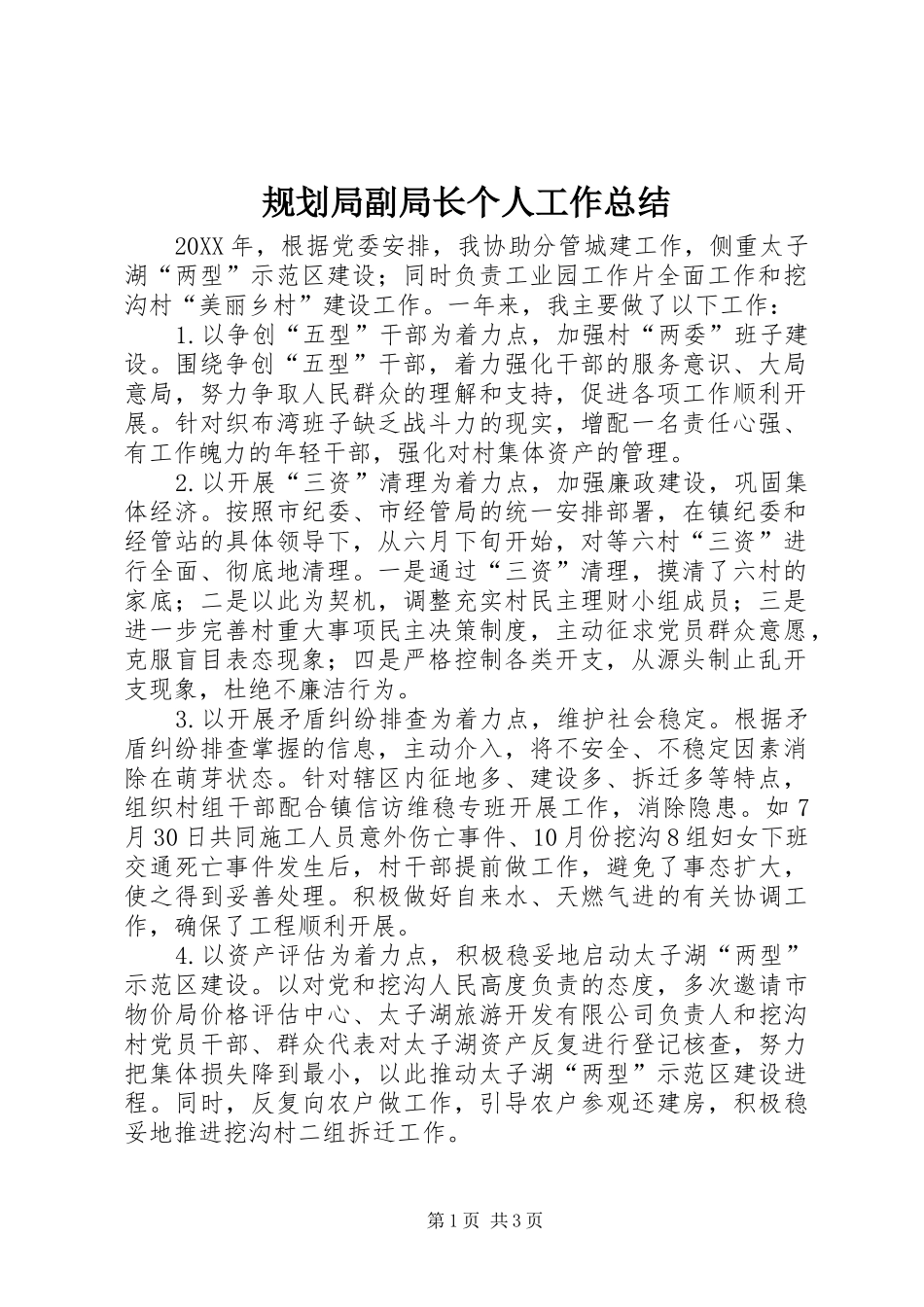 2024年规划局副局长个人工作总结_第1页