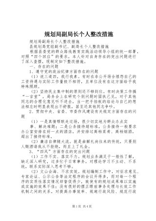 2024年规划局副局长个人整改措施