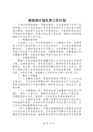 2024年规划局计划生育工作计划