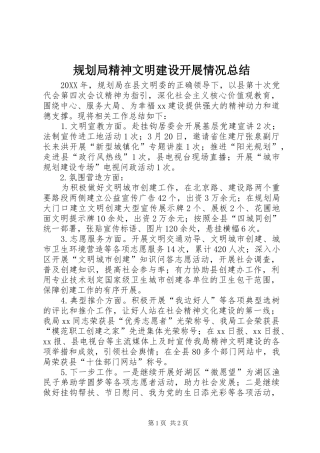 2024年规划局精神文明建设开展情况总结