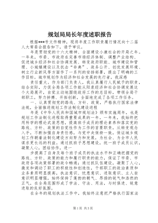 2024年规划局局长年度述职报告