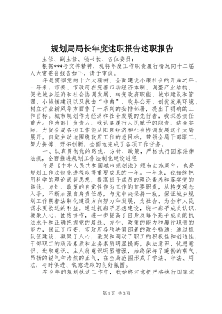 2024年规划局局长年度述职报告述职报告