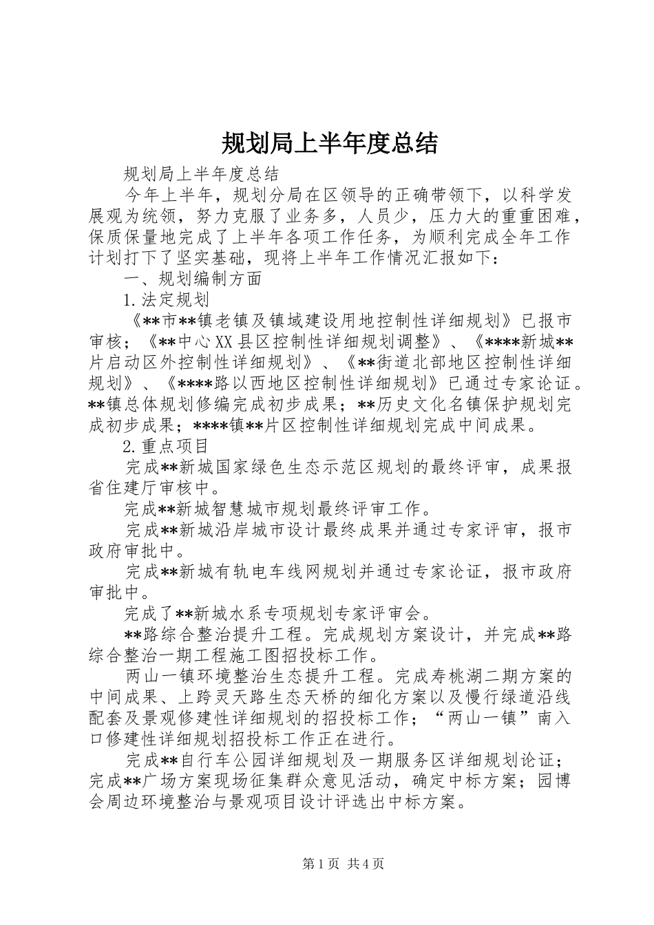 2024年规划局上半年度总结_第1页