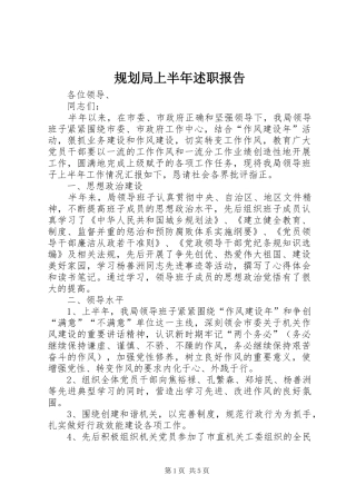 2024年规划局上半年述职报告