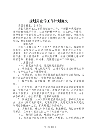 2024年规划局宣传工作计划范文