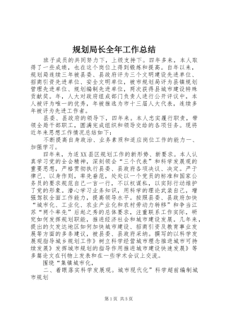 2024年规划局长全年工作总结