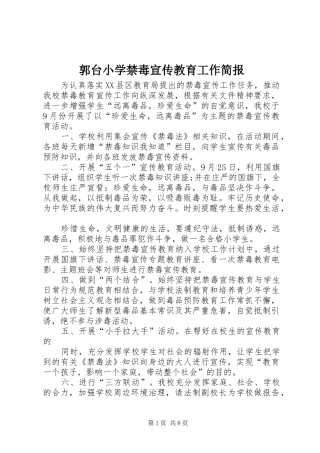 2024年郭台小学禁毒宣传教育工作简报