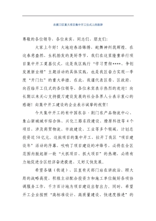 在掇刀区重大项目集中开工仪式上的致辞_转换
