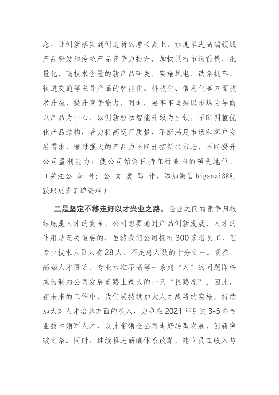 在公司发展工作务虚会上的发言_第3页