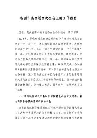 在团市委X届X次全会上的工作报告