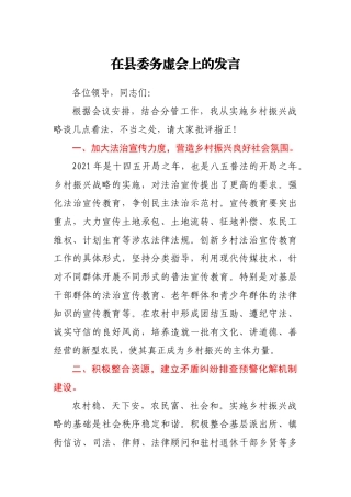 在县委务虚会上的发言提纲（乡村振兴）